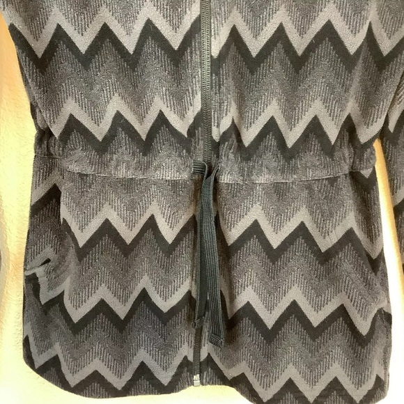 The North Face Jacket Women's Black Gray Terry Fleece Zip Front Tie waist - Picture 9 of 13